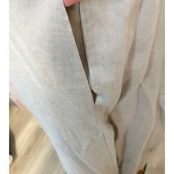 Enza Costa Linen Laced Open Back Maxi Dress In Mist Taupe Size Medium New - Picture 7 of 15